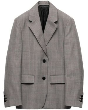 Prada Checked Notched-Lapel Blazer - Gray