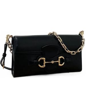 Gucci Horsebit Ristretto Medium Shoulder Bag - Black