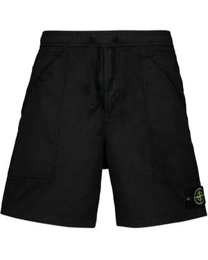 Stone Island Logo-Patch Shorts - Black