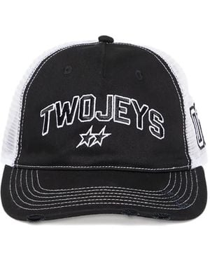 Twojeys Distressed-Mesh Trucker Cap - Black