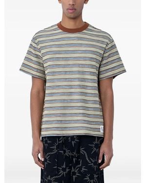 Brain Dead Striped Crew-Neck T-Shirt - Gray