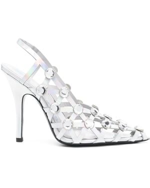 The Attico Grid Slingback Court Shoes - White