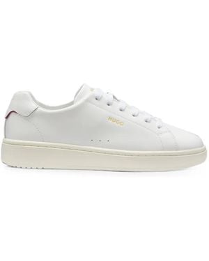 HUGO Nappa Leather Sneakers With-Tone Logo - White