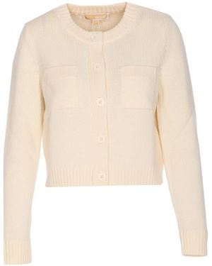 MICHAEL Michael Kors Wool Pocket Cardigan - Natural