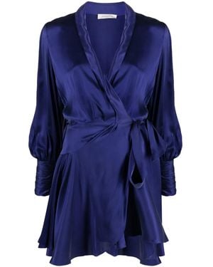 Zimmermann V-Neck Wrap Mini Dress - Blue