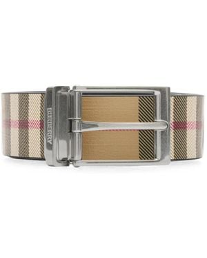 Burberry Reversible Check Belt - Natural
