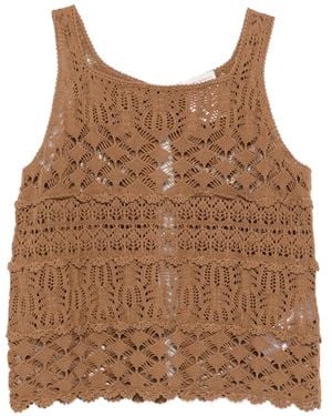 Semicouture Openwork Top - Brown