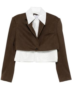GIUSEPPE DI MORABITO Single-Breasted Cropped Jacket - Brown
