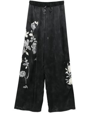 Ermanno Scervino Floral-Print Drawstring-Waist Trousers - Black