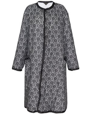 Comme des Garçons Lace-Overlay Longline Coat - Grey