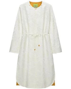 Shanghai Tang Chubby Flower Floral-Jacquard Tie-Fastening Coat - White