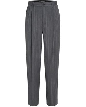 KARL LAGERFELD Pinstripe Pleated Trousers - Grey