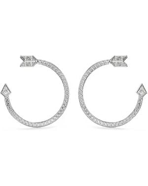 Swarovski Idyllia Crystal-Embellished Arrow Hoop Earrings - Natural