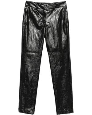 FEDERICA TOSI Crinkled-Finish Faux-Leather Trousers - Black