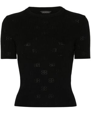 Balenciaga Bb ポインテールニット トップ - ブラック
