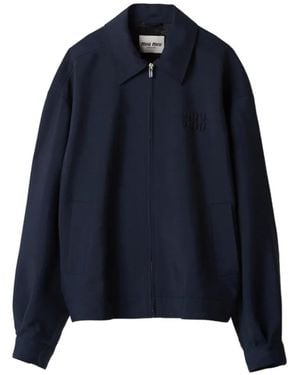 Miu Miu Kid Mohair Blouson Jacket - Blue