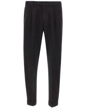 Devore Pleated Cuffed Trousers - Black