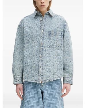 A Bathing Ape Monogram-Print Denim Shirt Jacket - Blue