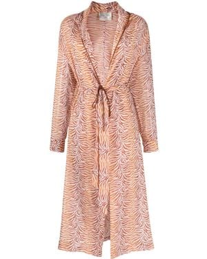 Forte Forte Belted Tiger-Print Maxi Coat - Pink