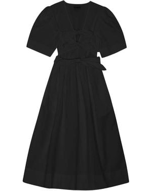 Ganni パフスリーブ ベルテッド ドレス - ブラック