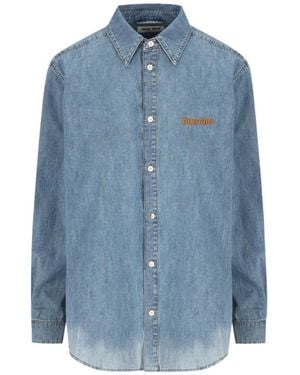 Miu Miu Logo Cotton Shirt - Blue