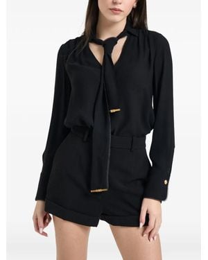 Elisabetta Franchi Pussy-Bow-Tone Button Shirt - Black