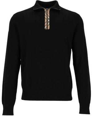 Burberry Cameron Pullover Mit Check-Besatz - Schwarz