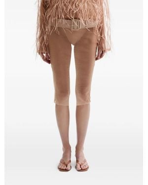 Atu Body Couture Veil Feathered Midi Skirt - Natural