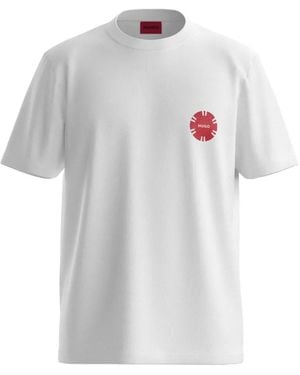 HUGO Cotton-Jersey T-Shirt With Poker-Chip Print - White