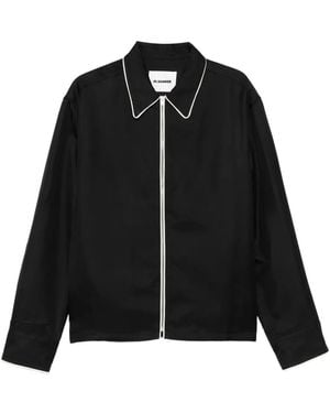 Jil Sander Zip-Front Shirt - Black