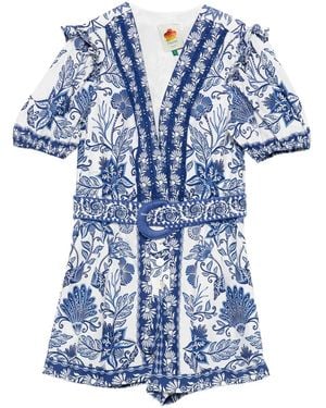 FARM Rio Shell Garden Playsuit - Blue