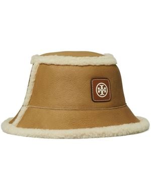 Tory Burch Reversible Shearling Bucket Hat - Natural