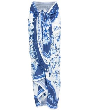 FARM Rio Porcelain Garden Floral-Print Sarong - Blue