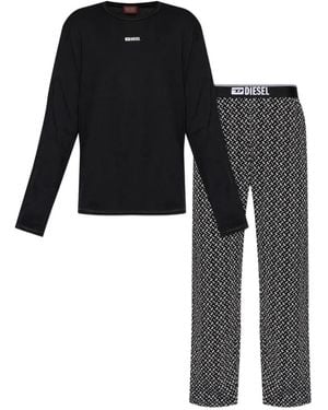 DIESEL Logo-Print Pajamas - Black