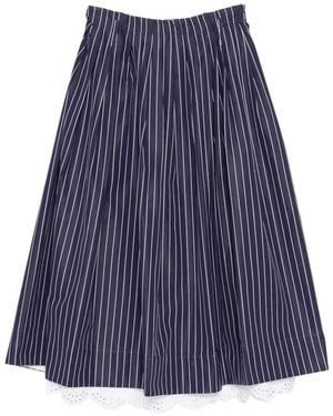 Dice Kayek Jupe Mi-Longue À Fines Rayures Et Ourlet En Dentelle - Bleu