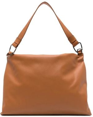 Cromia Chain Leather Tote Bag - Brown