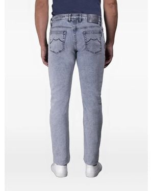 Moorer Marble-Finish Slim-Fit Jeans - Blue