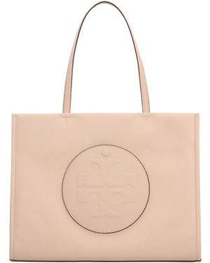 Tory Burch Small Ella Embossed Tote Bag - Natural