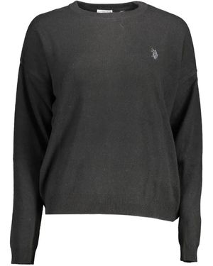 U.S. POLO ASSN. Crew-Neck Drop-Shoulder Sweater - Black