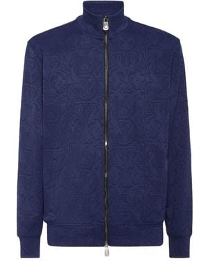 Billionaire Jacquard Zip-Up Sweatshirt - Blue