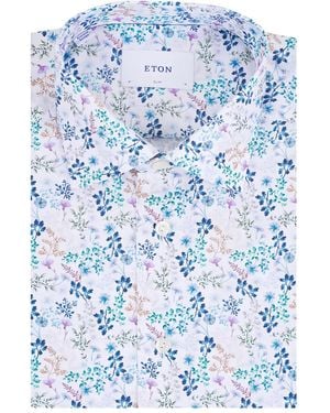 Eton Floral Twill Shirt - Blue