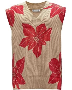JW Anderson Floral-Print Sleeveless Jumper - Red