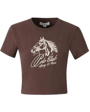 Sporty & Rich Horse-Print T-Shirt - Brown