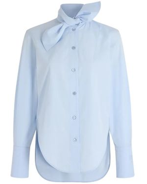 Patou Bow-Collar Blouse - Blue