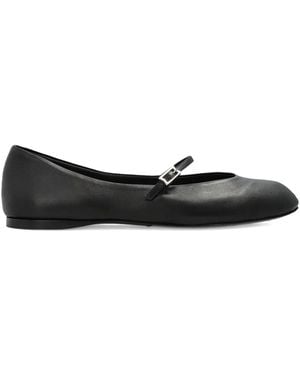 Max Mara Buckle-Strap Leather Ballet Flats - Black