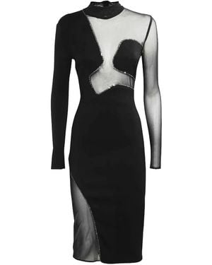 John Richmond Mesh-Insert Embellished Party Dress - Black