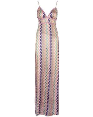PHO® Firenze Wave-Pattern V-Neck Dress - Purple