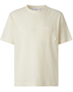 Lardini Gestreiftes T-Shirt mit Tasche - Weiß