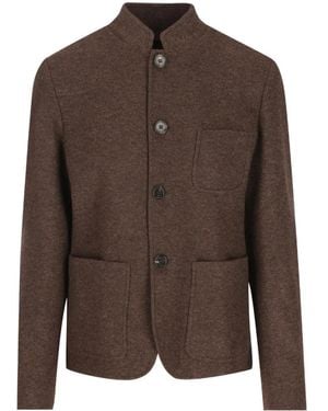 Loro Piana Spagna High-Neck Button-Up Jacket - Brown