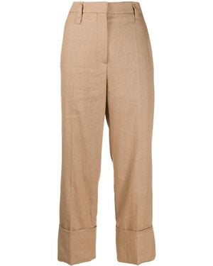 Brunello Cucinelli Straight Leg Cropped Pants - Natural